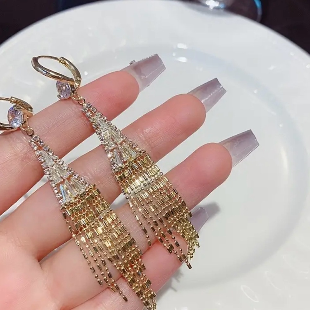 Elegant Gold and Silver Tassel Earrings